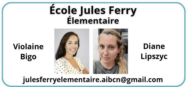Vos représentants AIBCN — École élémentaire Jules Ferry : équipe parents à votre écoute.